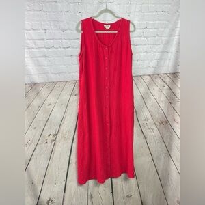 Deva Life Wear Size Large Red Casual Beach Vacation Cotton Gauze Tank Dress EUC